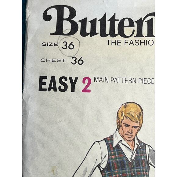 Butterick sewing pattern 6827 mens vest size 36 - Picture 2 of 6